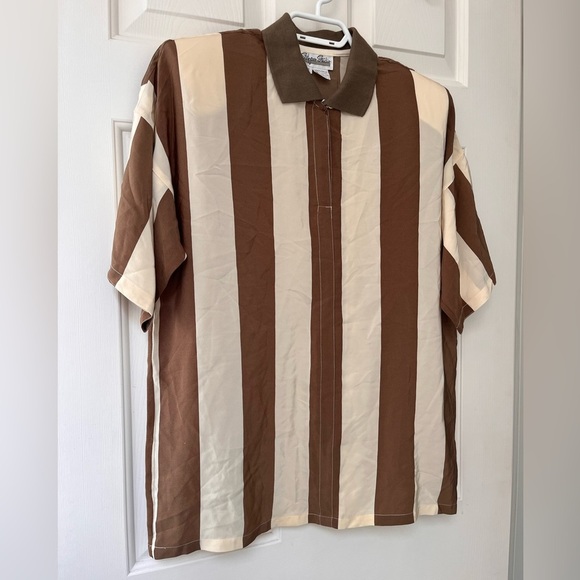 Vintage Silk 90s Mod Stripes Shirt S - Picture 3 of 13